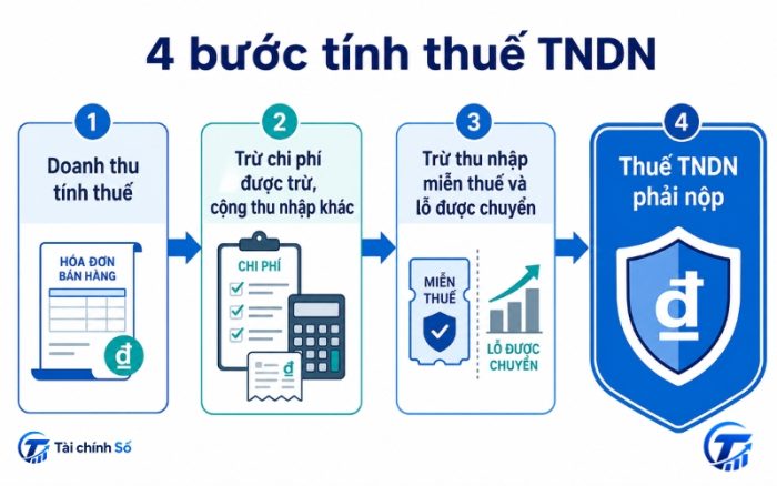 Bốn bước xác định thuế TNDN phải nộp