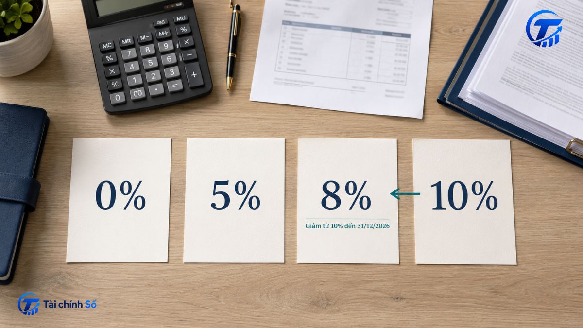 Các mức thuế GTGT 0%, 5%, 8% và 10%