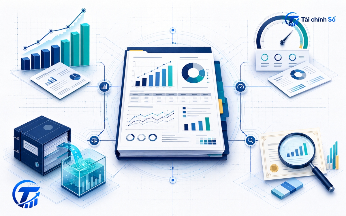 Sơ đồ trực quan bốn nhóm chỉ số tài chính trong đầu tư cổ phiếu