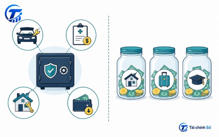 Phân biệt quỹ dự phòng và tiền cho mục tiêu