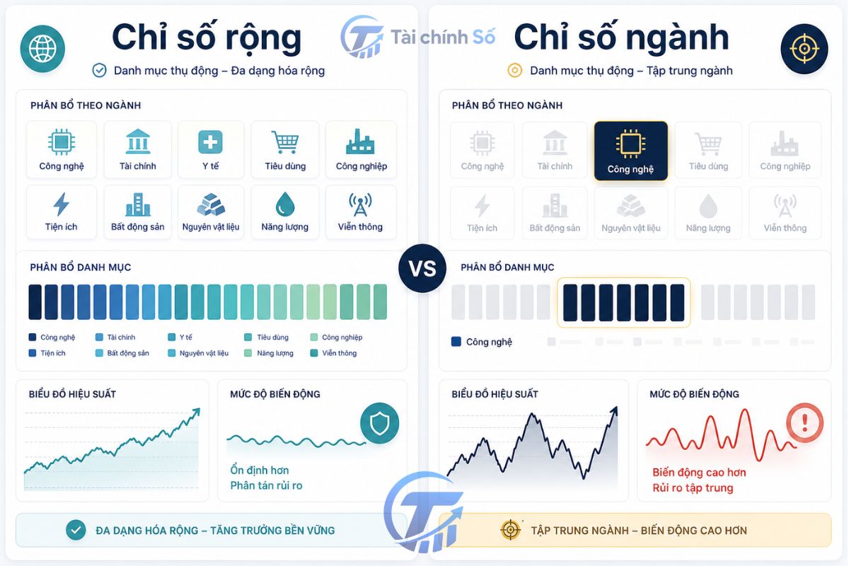 Hai danh mục đầu tư thụ động có mức tập trung khác nhau