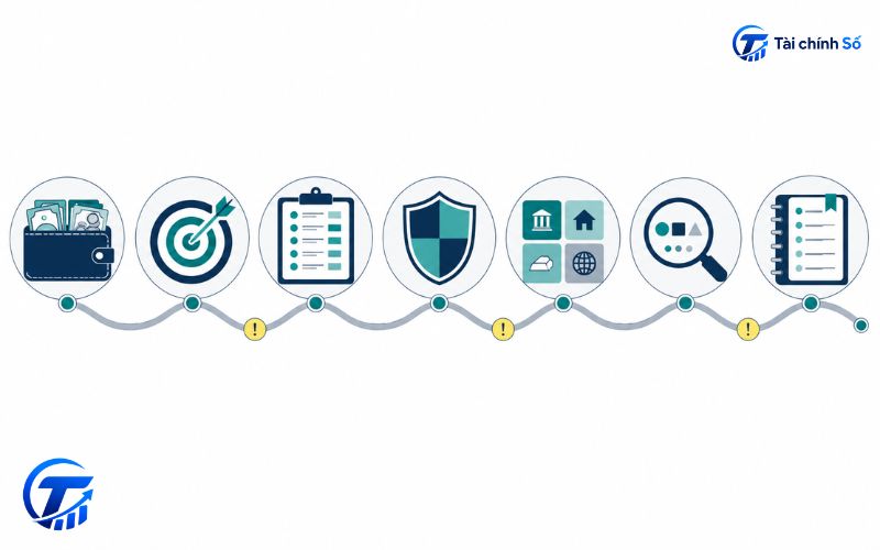 Roadmap bảy bước chuẩn bị đầu tư từ phân loại tiền đến viết quy tắc hành động.