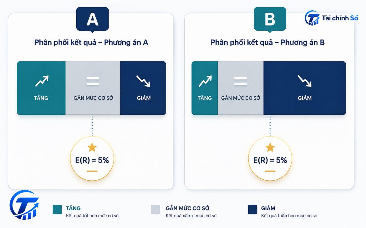 Hai khoản đầu tư cùng lợi nhuận kỳ vọng nhưng khác rủi ro