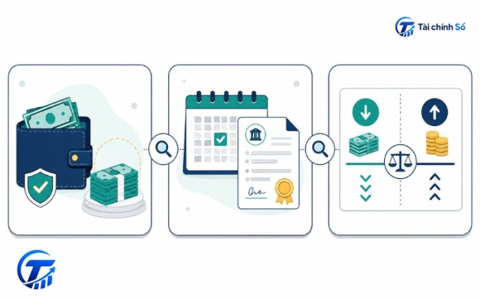 Checklist trực quan về quỹ dự phòng, lịch trả nợ và theo dõi dòng tiền.